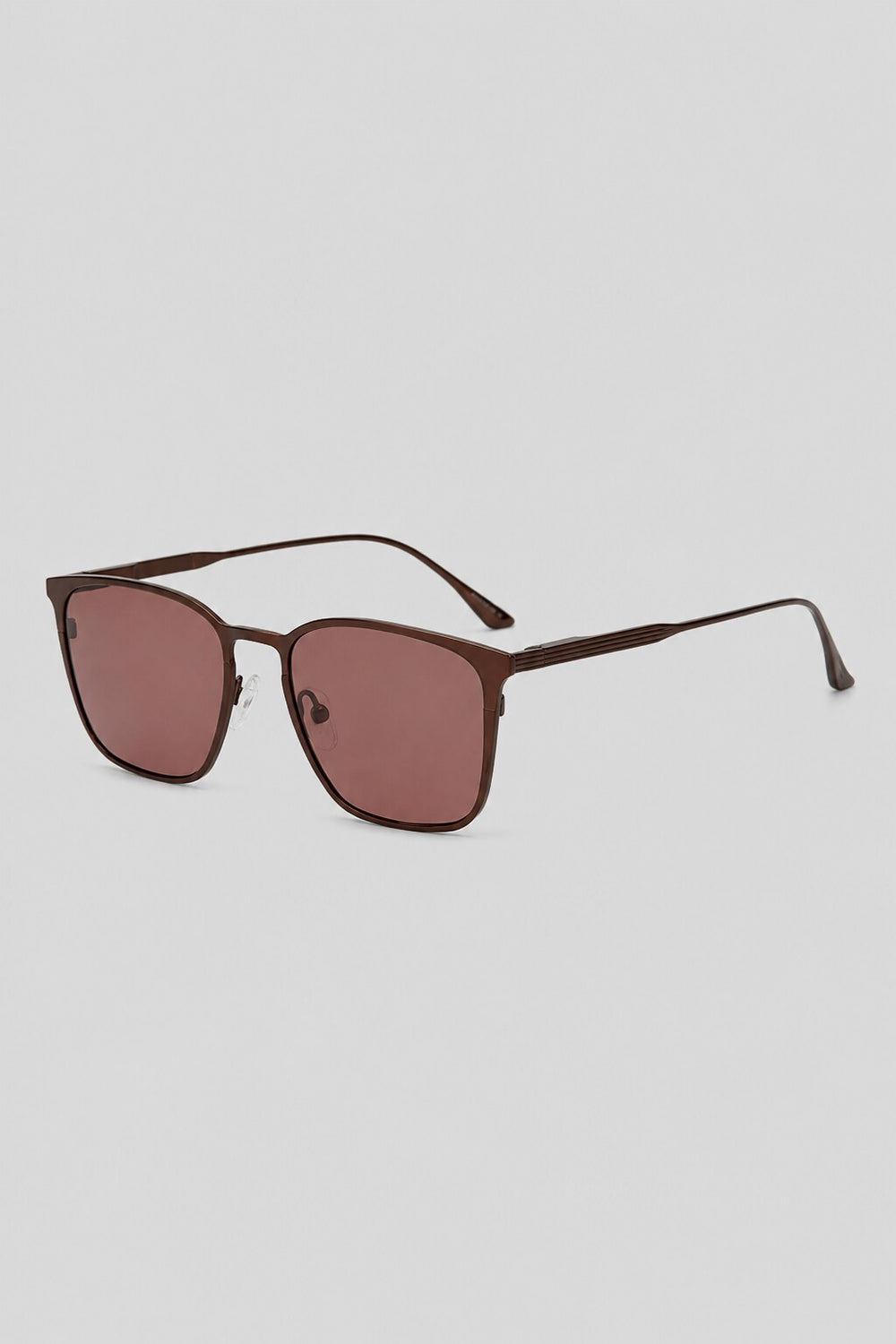 Olivier Marel Lucerne '84 bronze polarized square sunglasses, side profile, unisex fit
