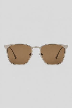 Olivier Marel Lucerne '84 gold polarized square sunglasses in metal, front view
