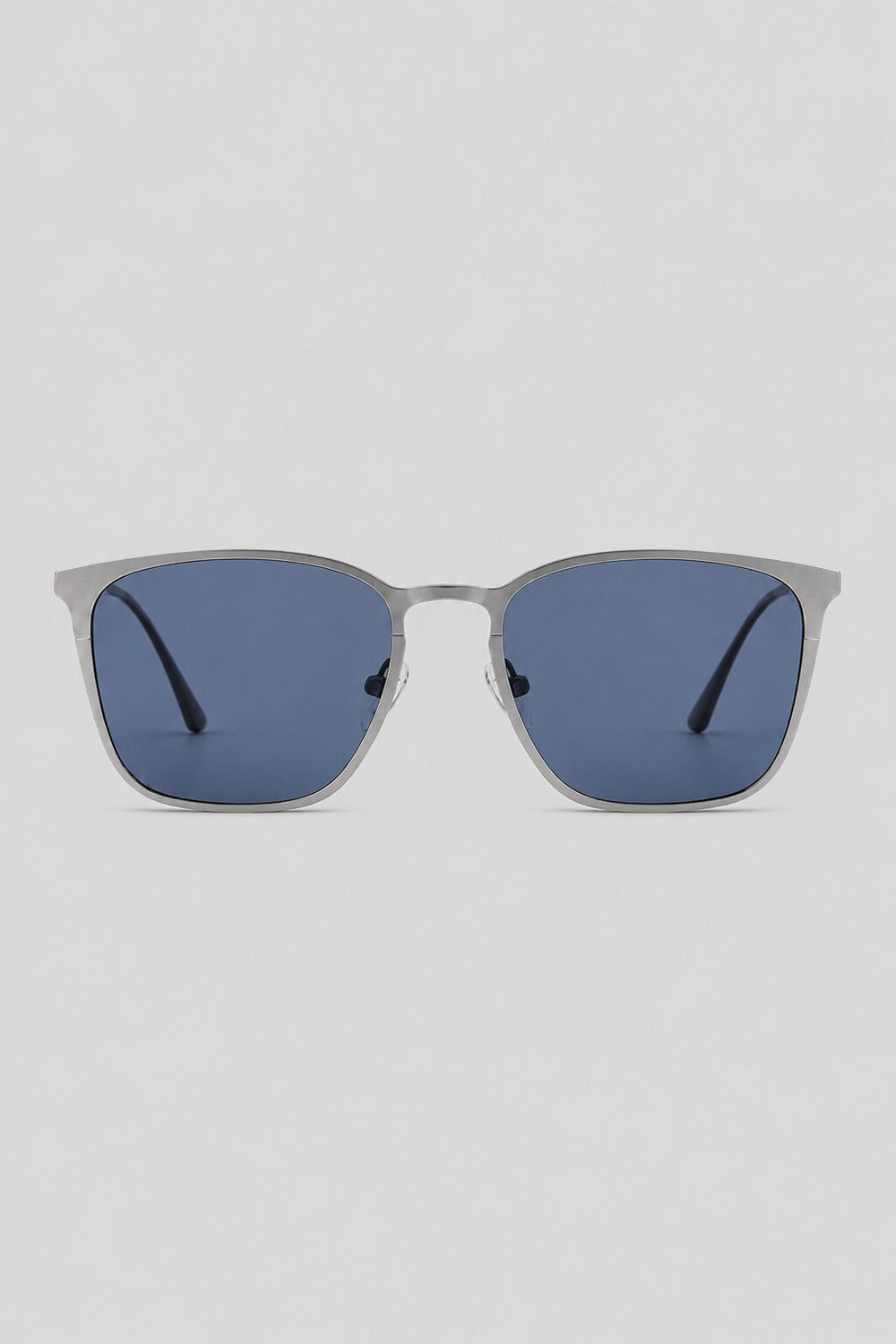 Olivier Marel Lucerne '84 silver polarized square sunglasses in metal, front view