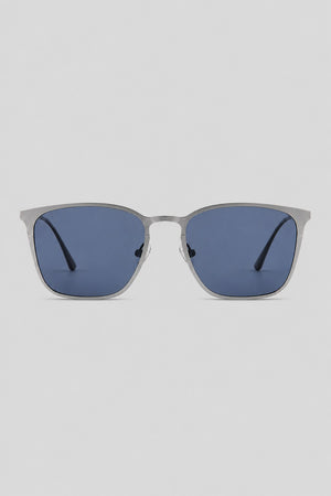 Olivier Marel Lucerne '84 silver polarized square sunglasses in metal, front view