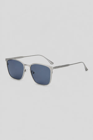 Olivier Marel Lucerne '84 silver polarized square sunglasses, side profile, unisex fit