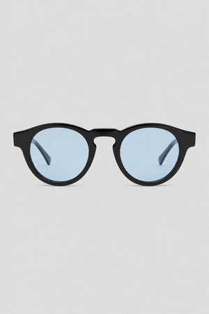 Olivier Marel Lugano '96 blue polarized round sunglasses in acetate, front view