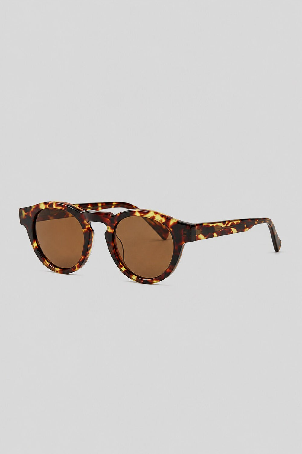 Olivier Marel Lugano '96 brown polarized round sunglasses in acetate, front view