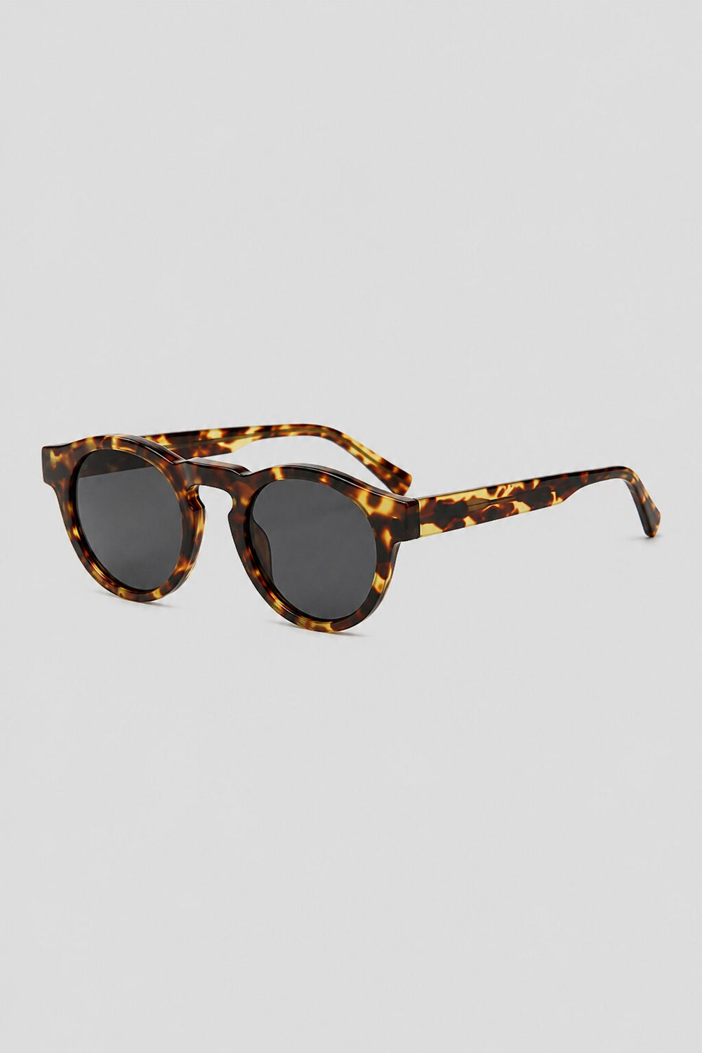 Olivier Marel Lugano '96 tortoiseshell polarized round sunglasses, side profile, unisex fit