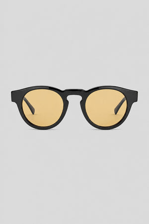 Olivier Marel Lugano '96 yellow polarized round sunglasses in acetate, front view