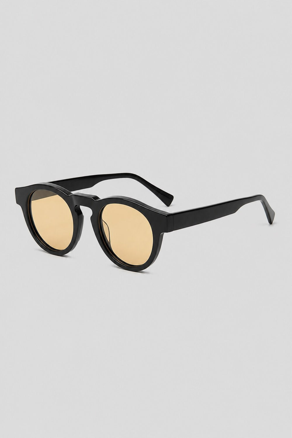 Olivier Marel Lugano '96 yellow polarized round sunglasses, side profile, unisex fit