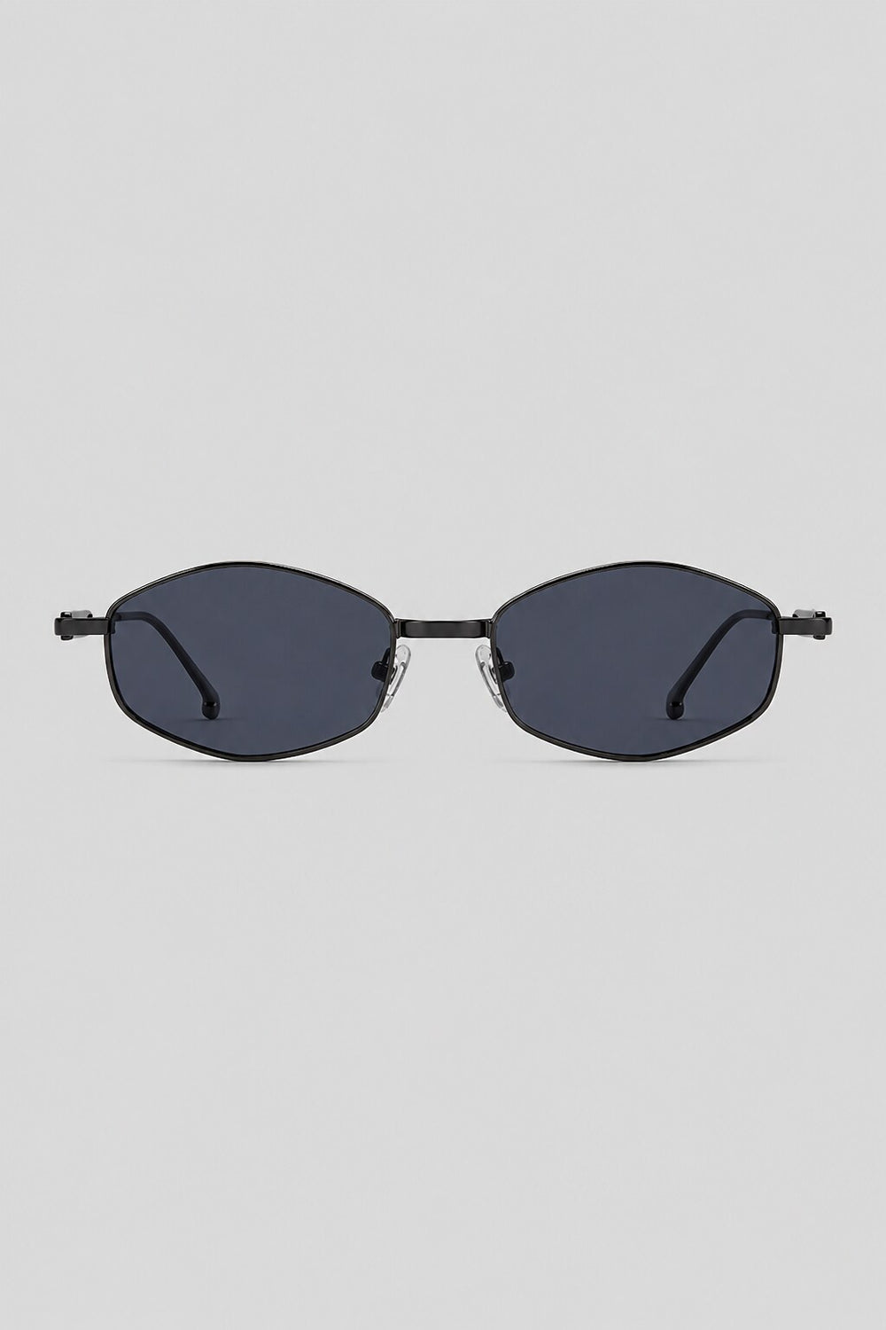 Olivier Marel Madeira '22 black polarized oval sunglasses in metal, front view