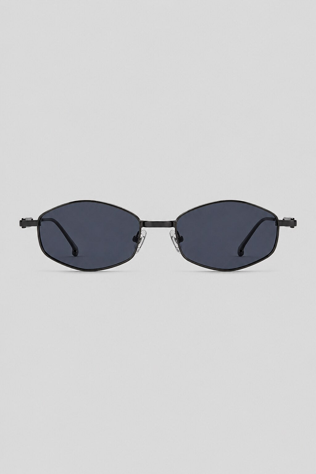 Olivier Marel Madeira '22 black polarized oval sunglasses in metal, front view