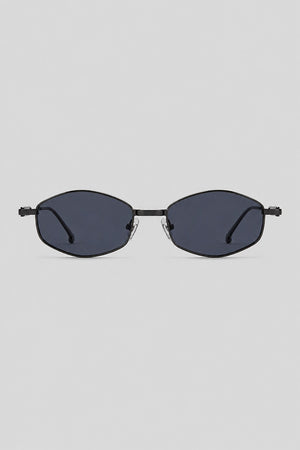 Olivier Marel Madeira '22 black polarized oval sunglasses in metal, front view