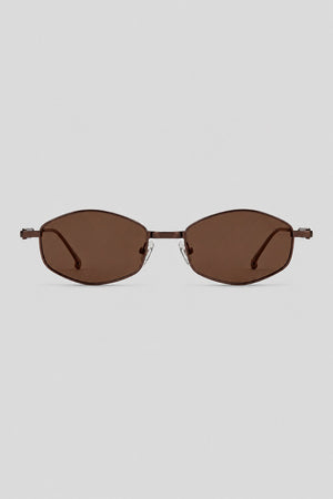 Olivier Marel Madeira '22 bronze polarized oval sunglasses in metal, front view