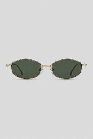 Olivier Marel Madeira '22 gold polarized oval sunglasses in metal, front view