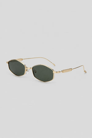 Olivier Marel Madeira '22 gold polarized oval sunglasses, side profile, unisex fit