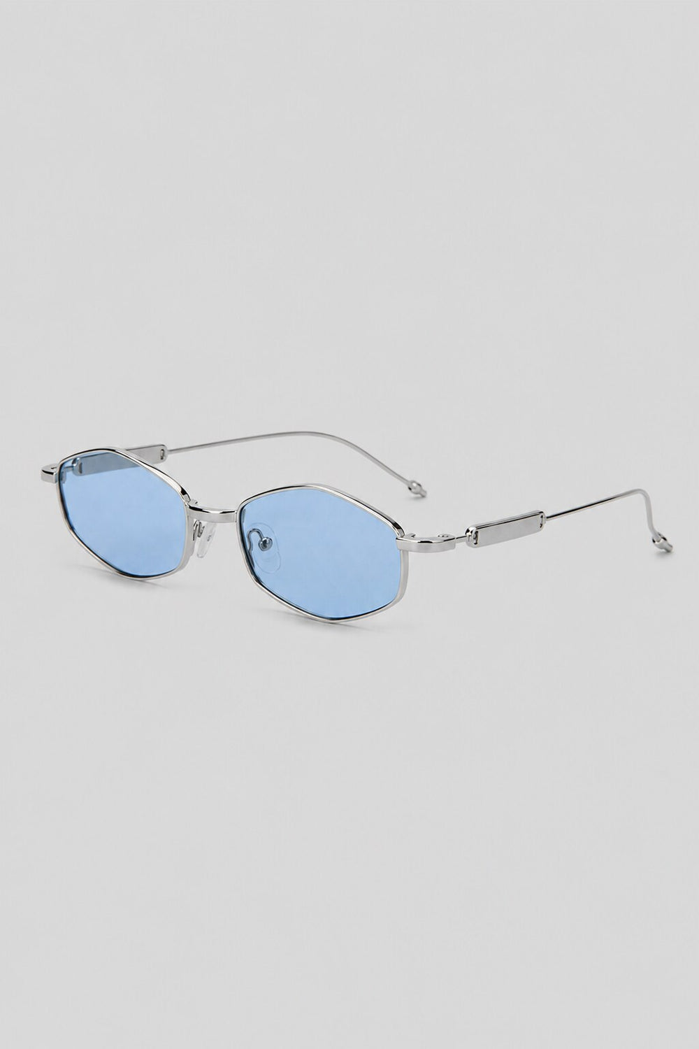 Olivier Marel Madeira '22 silver polarized oval sunglasses in metal, front view