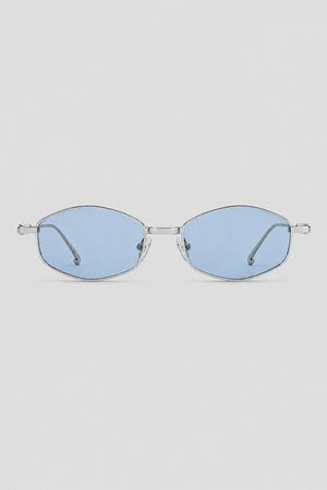 Olivier Marel Madeira '22 silver polarized oval sunglasses, side profile, unisex fit