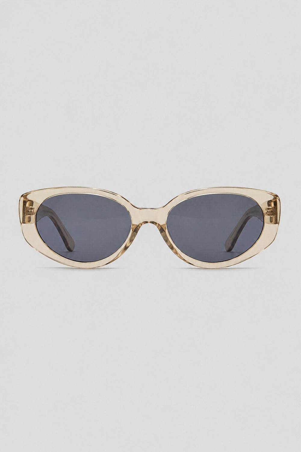 Olivier Marel Megeve '40 champagne polarized oval sunglasses in acetate, front view