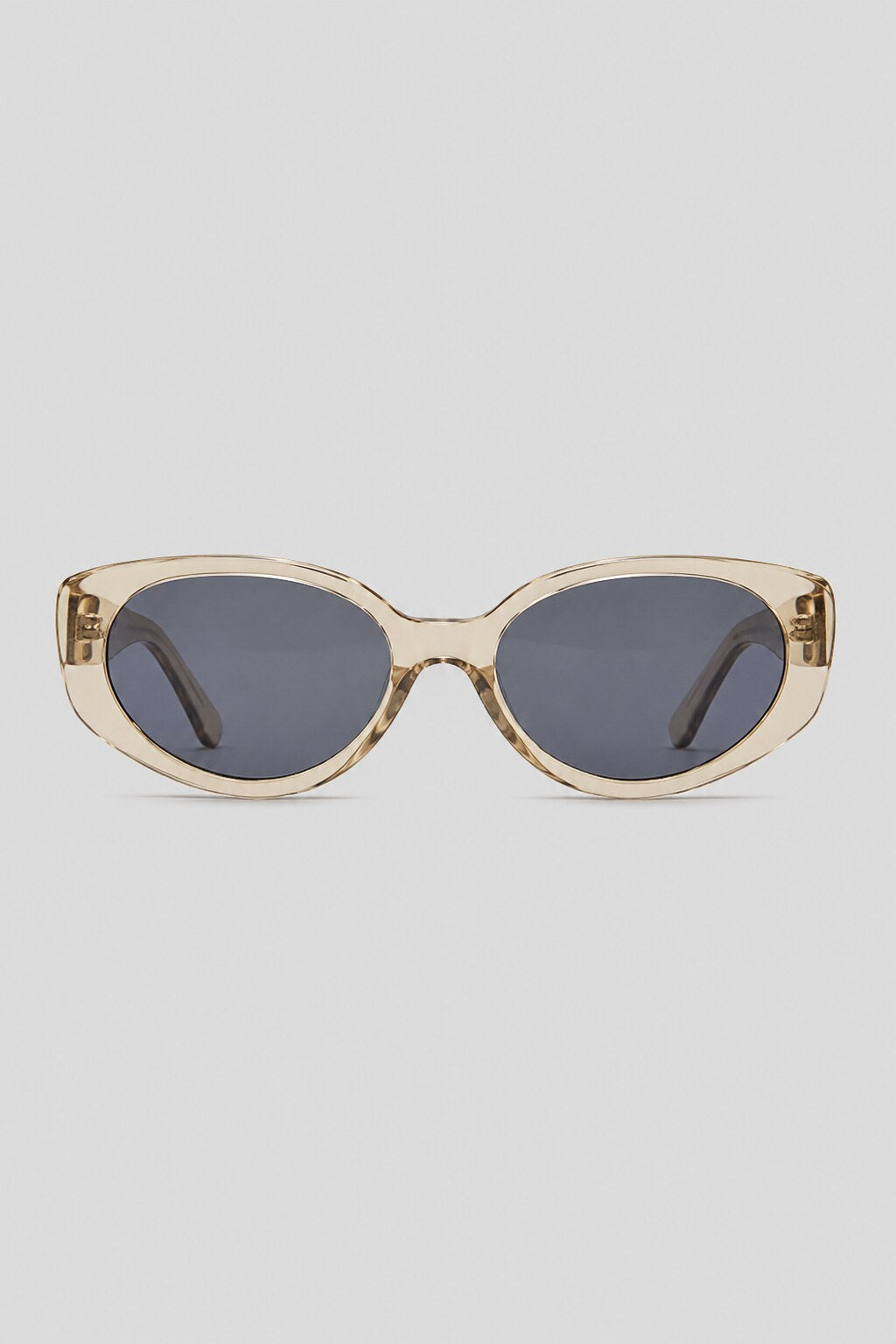 Olivier Marel Megeve '40 champagne polarized oval sunglasses in acetate, front view