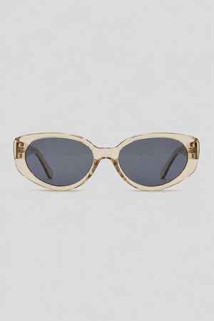 Olivier Marel Megeve '40 champagne polarized oval sunglasses in acetate, front view