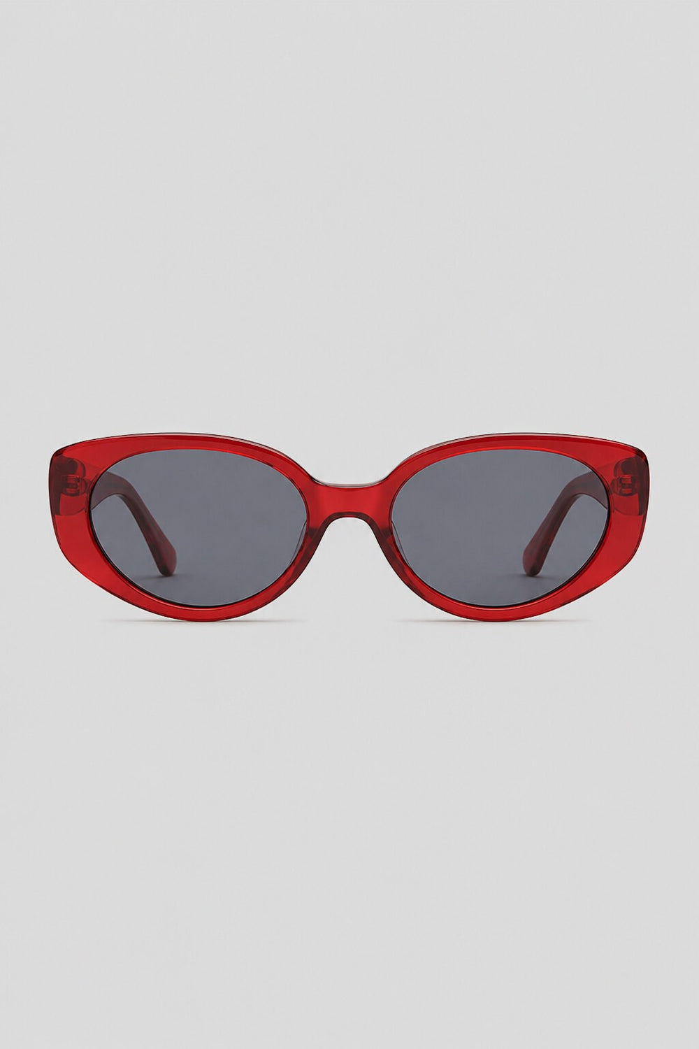 Olivier Marel Megeve '40 red polarized oval sunglasses in acetate, front view