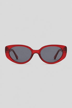 Olivier Marel Megeve '40 red polarized oval sunglasses in acetate, front view
