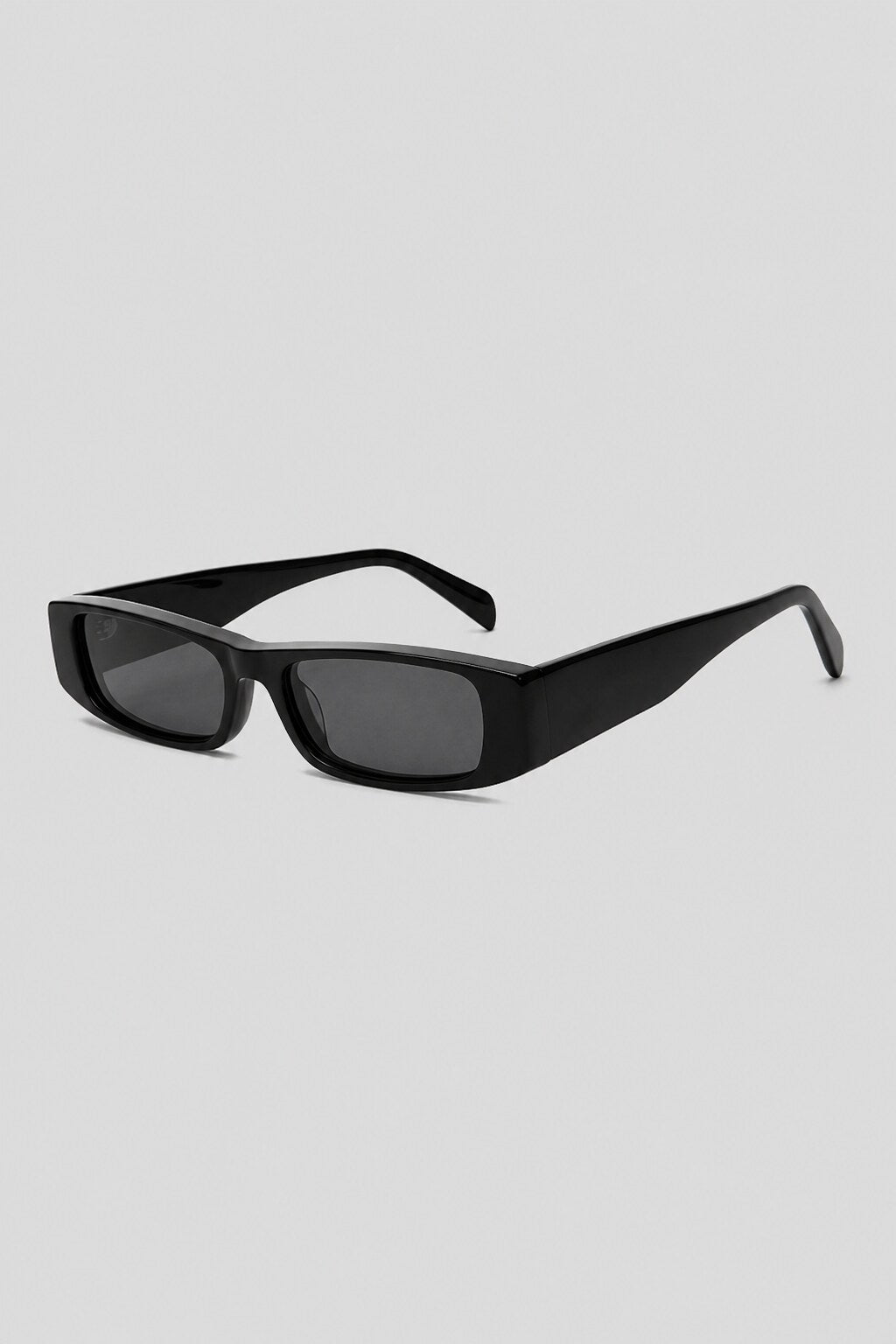 Olivier Marel Menton '13 black polarized rectangle sunglasses, side profile, unisex fit
