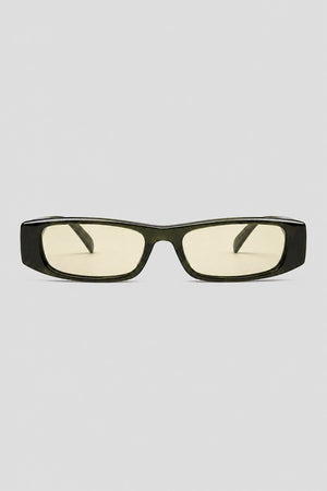 Olivier Marel Menton '13 olive polarized rectangle sunglasses in acetate, front view