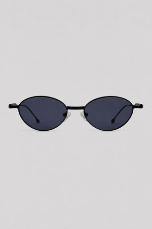 Olivier Marel Monaco '76 black polarized oval sunglasses in metal, front view