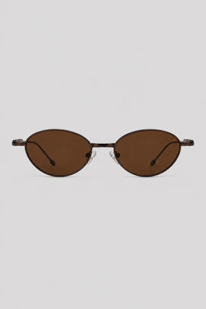 Olivier Marel Monaco '76 bronze polarized oval sunglasses in metal, front view