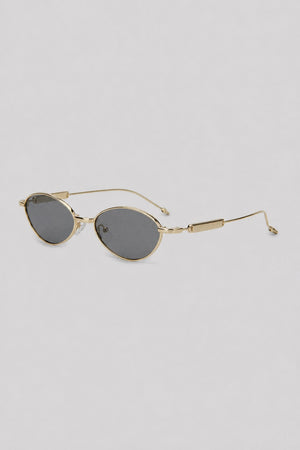 Olivier Marel Monaco '76 gold polarized oval sunglasses in metal, front view