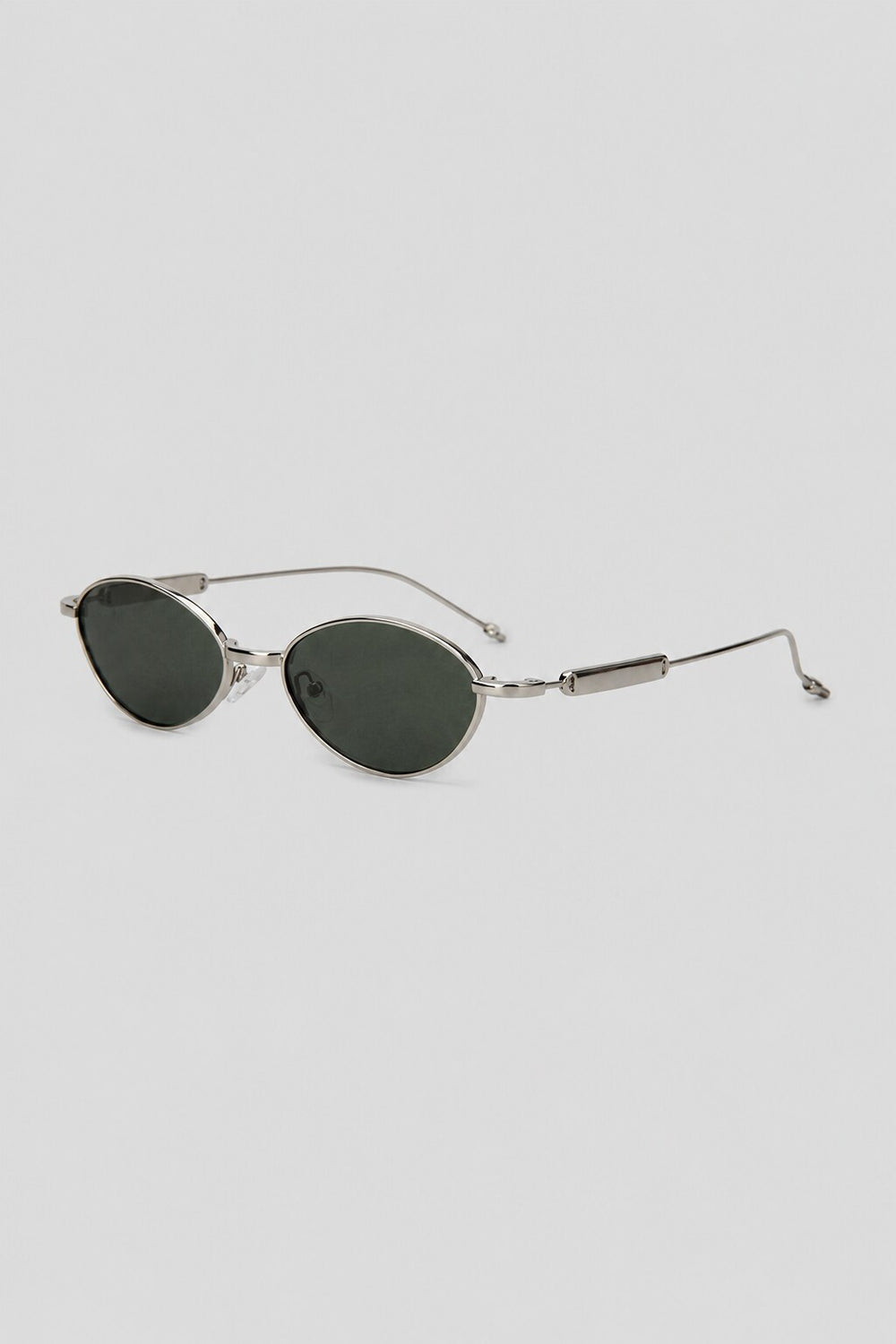 Olivier Marel Monaco '76 silver polarized oval sunglasses in metal, front view