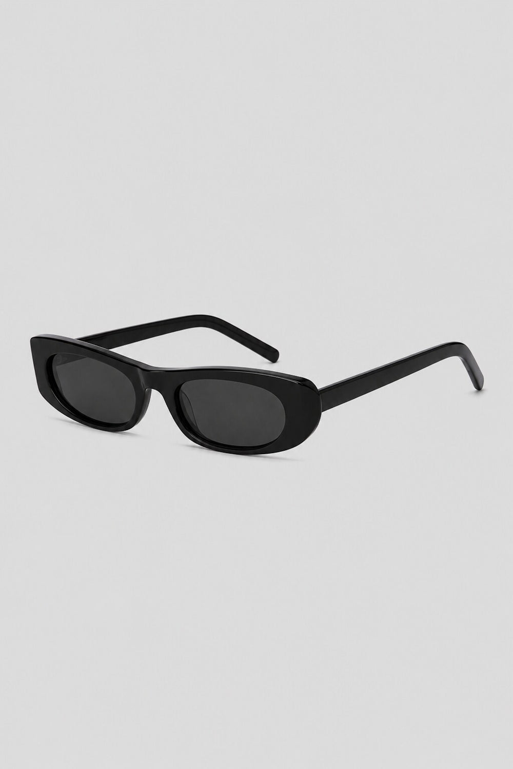 Olivier Marel Montreux '83 black polarized rectangle sunglasses, side profile, women's fit