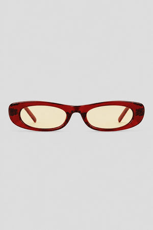 Olivier Marel Montreux '83 red polarized rectangle sunglasses in acetate, front view