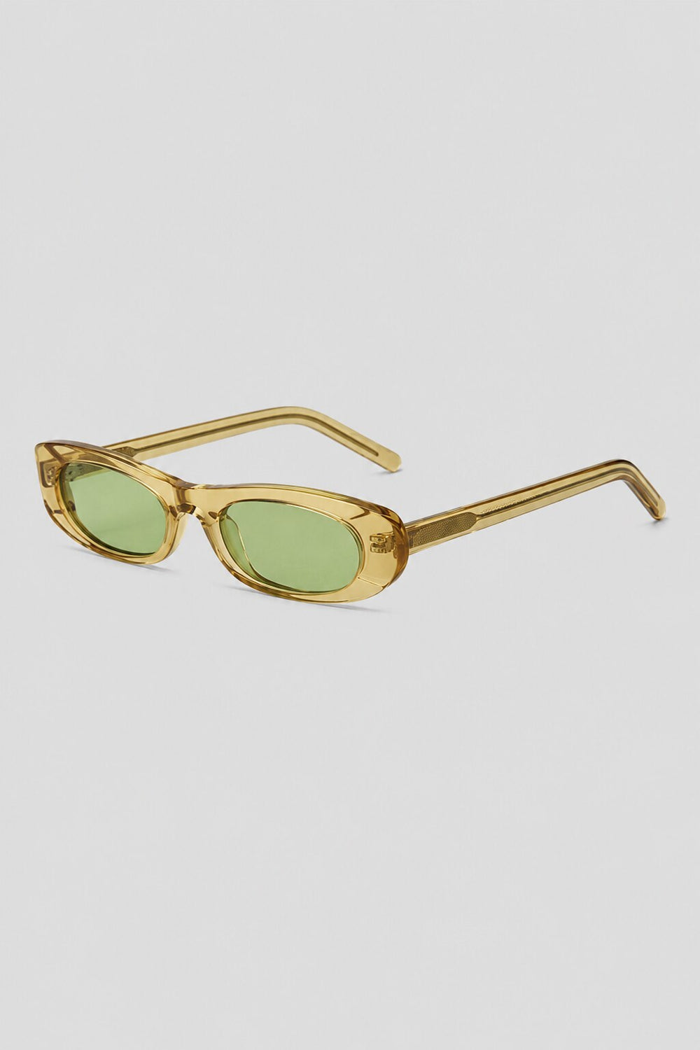 Olivier Marel Montreux '83 olive polarized rectangle sunglasses, side profile, women's fit