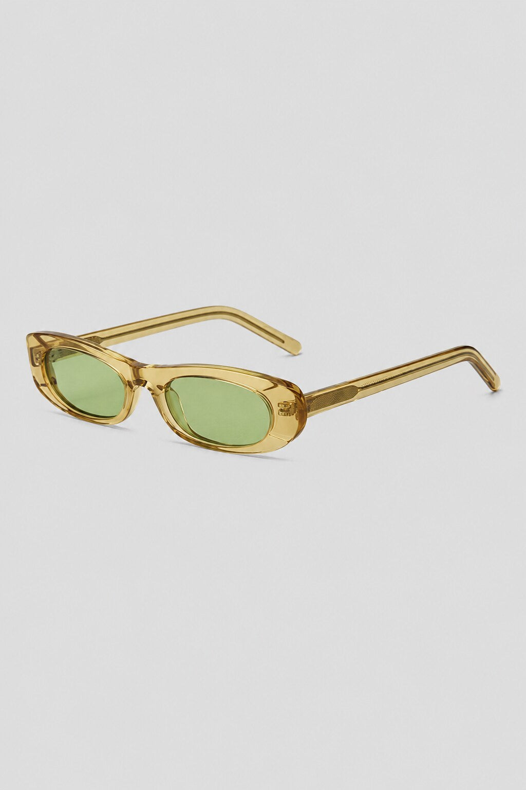 Olivier Marel Montreux '83 olive polarized rectangle sunglasses, side profile, women's fit