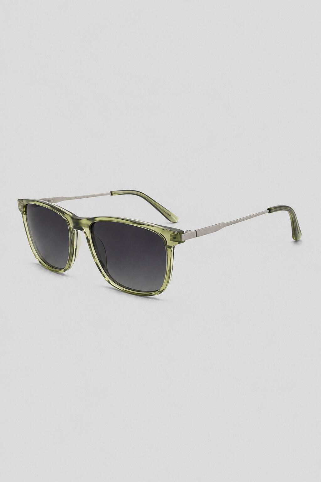 Olivier Marel Murren '50 green square sunglasses, side profile, unisex fit