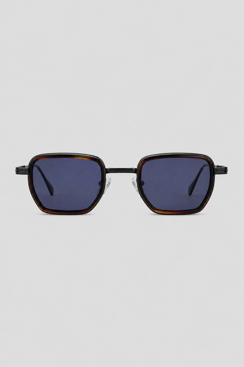 Olivier Marel Mykonos '87 black polarized square sunglasses in metal, front view