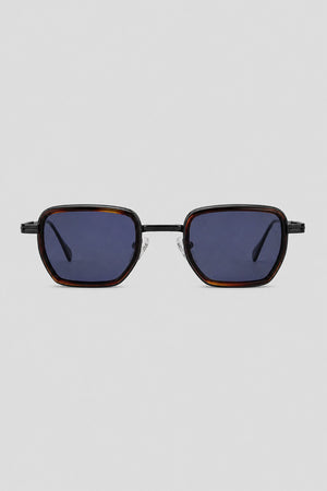 Olivier Marel Mykonos '87 black polarized square sunglasses in metal, front view