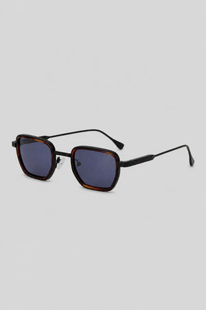 Olivier Marel Mykonos '87 black polarized square sunglasses, side profile, unisex fit