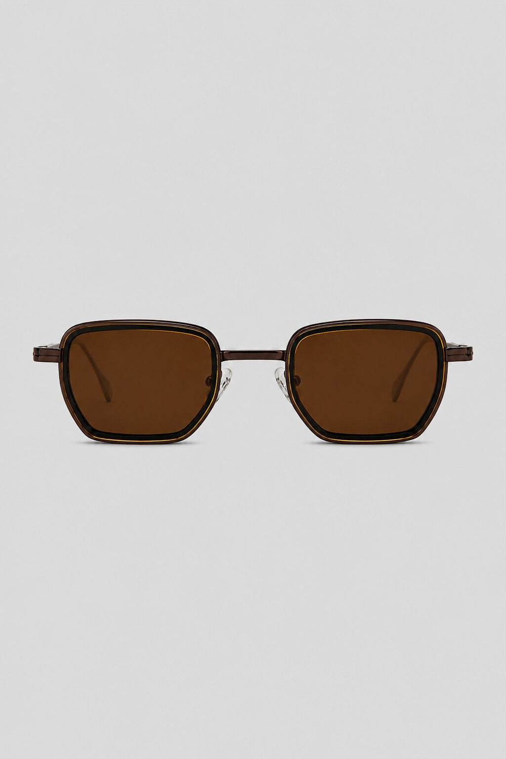 Olivier Marel Mykonos '87 bronze polarized square sunglasses in metal, front view