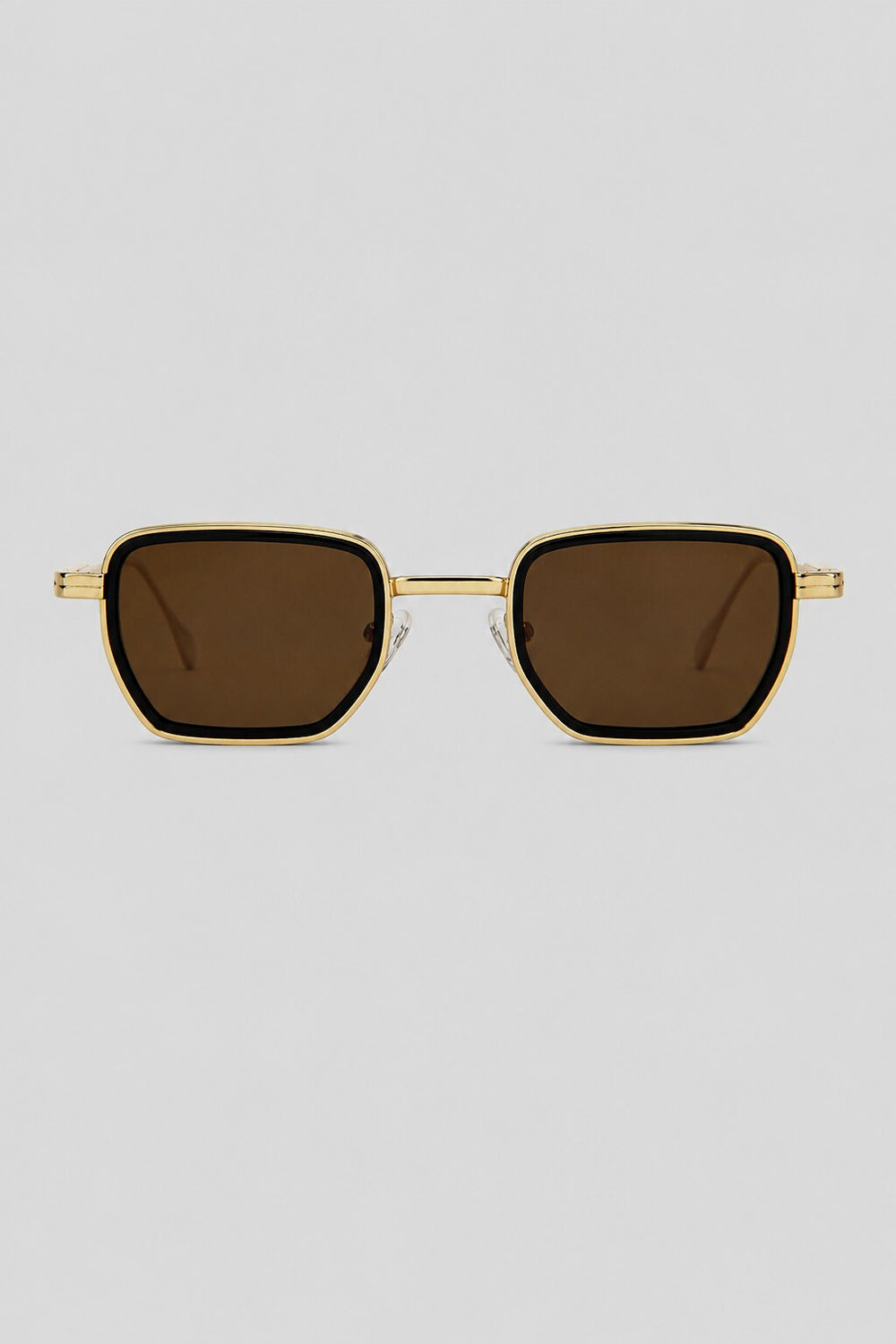 Olivier Marel Mykonos '87 gold polarized square sunglasses in metal, front view
