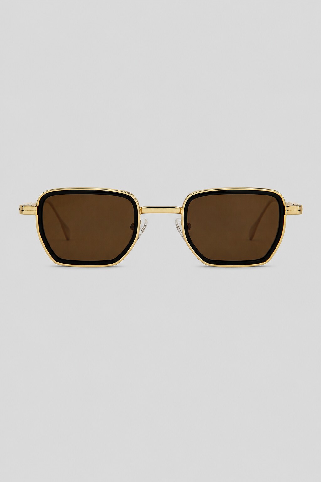 Olivier Marel Mykonos '87 gold polarized square sunglasses in metal, front view