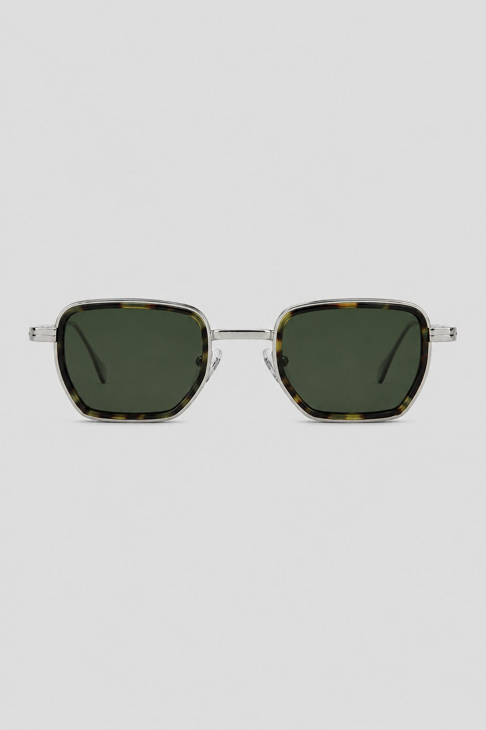 Olivier Marel Mykonos '87 silver polarized square sunglasses in metal, front view
