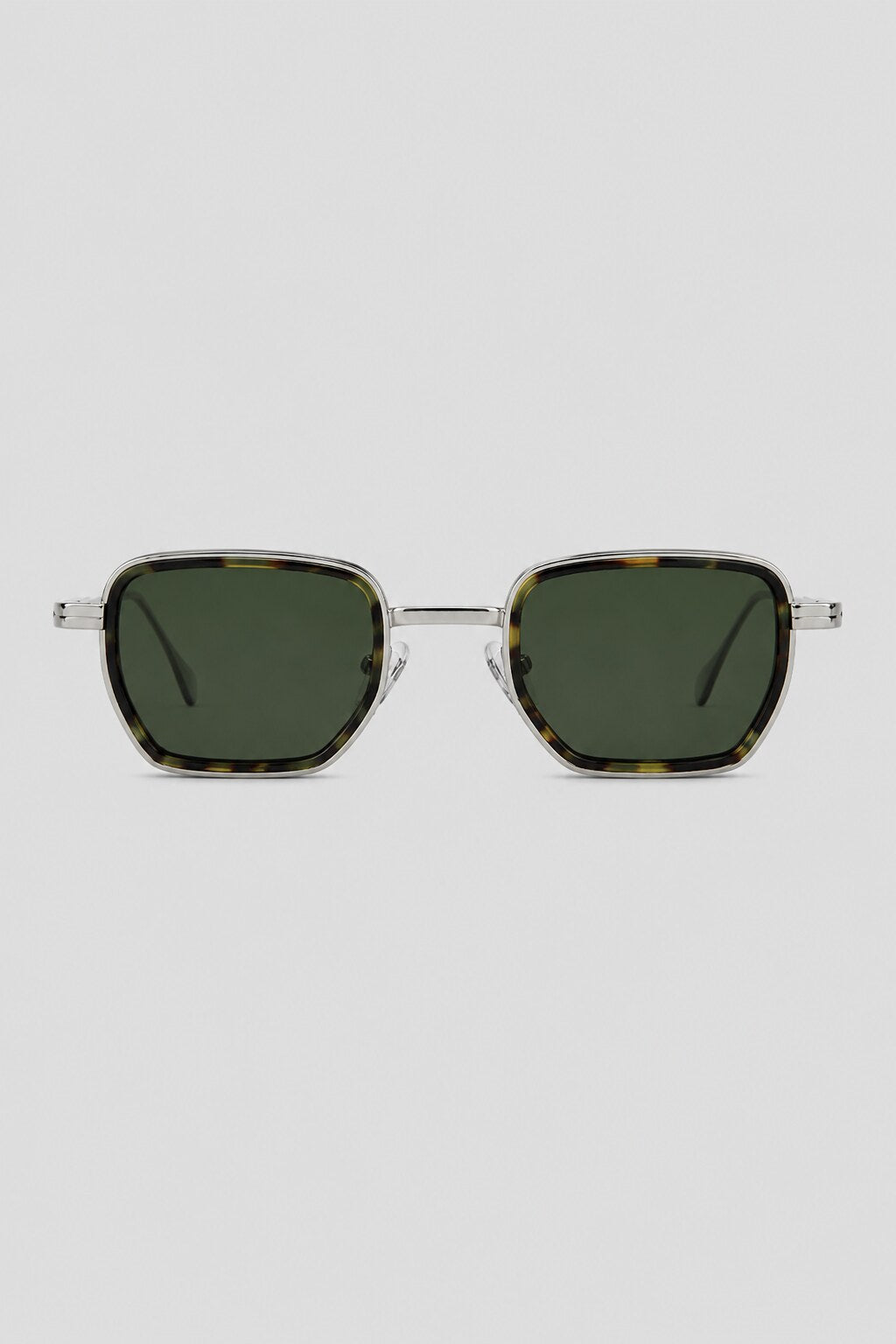Olivier Marel Mykonos '87 silver polarized square sunglasses in metal, front view