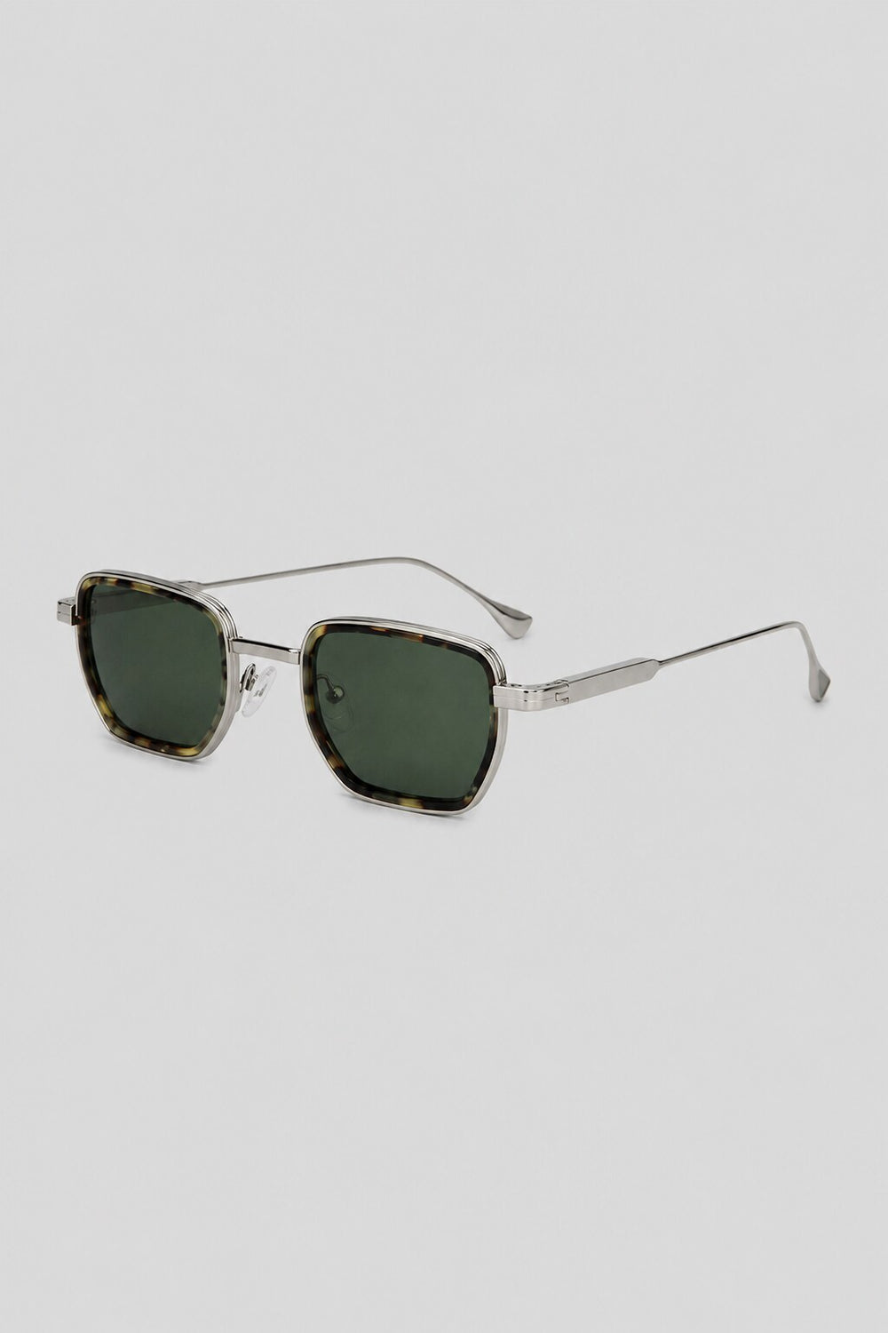 Olivier Marel Mykonos '87 silver polarized square sunglasses, side profile, unisex fit