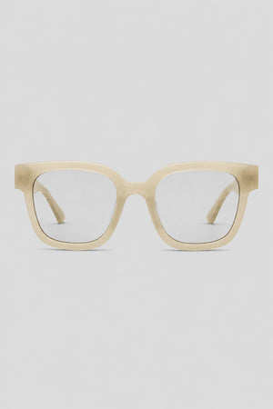 Olivier Marel Naxos '46 champagne polarized square sunglasses in acetate, front view