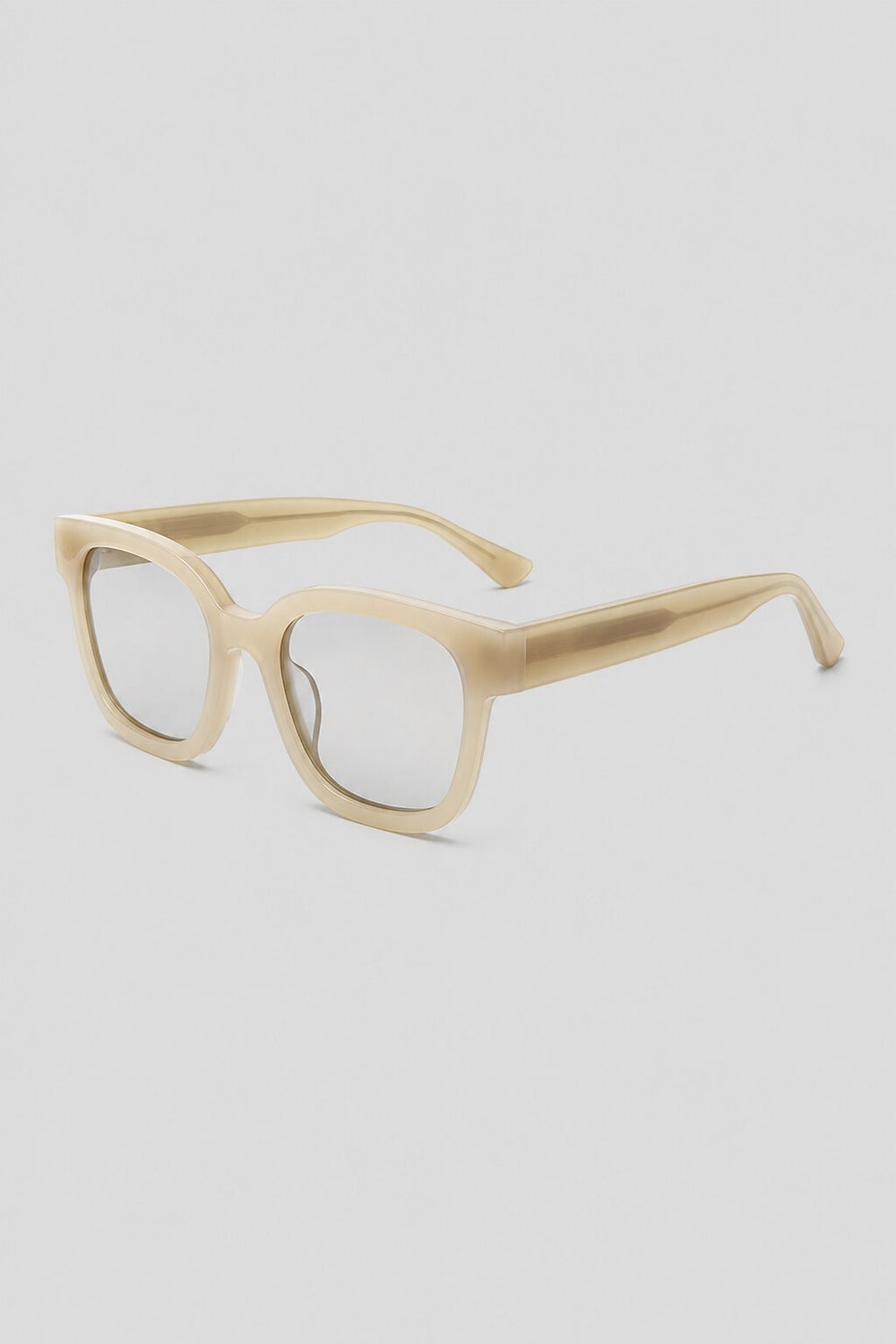 Olivier Marel Naxos '46 champagne polarized square sunglasses, side profile, unisex fit