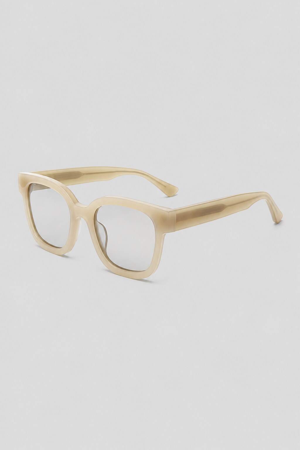 Olivier Marel Naxos '46 champagne polarized square sunglasses, side profile, unisex fit