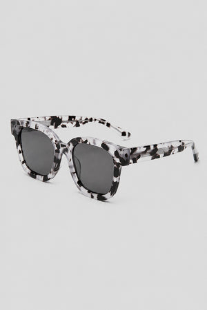 Olivier Marel Naxos '46 gray tortoise polarized square sunglasses, side profile, unisex fit