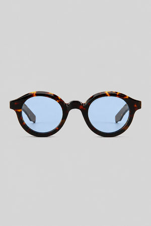 Olivier Marel Palermo '31 blue tortoise polarized round sunglasses in acetate, front view