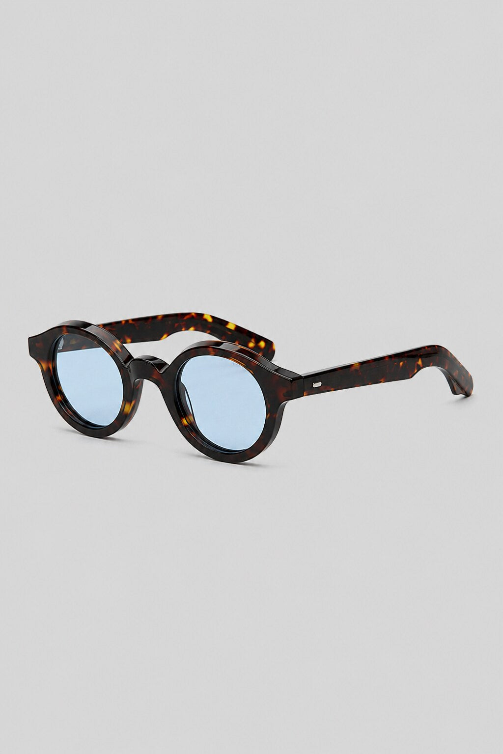 Olivier Marel Palermo '31 blue tortoise polarized round sunglasses, side profile, women's fit