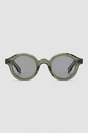 Olivier Marel Palermo '31 green polarized round sunglasses, side profile, women's fit